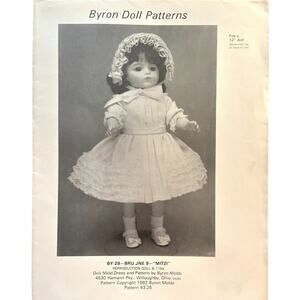 Byron Doll Clothes Vintage Sewing Pattern - Mitzi  Fits a 12" doll